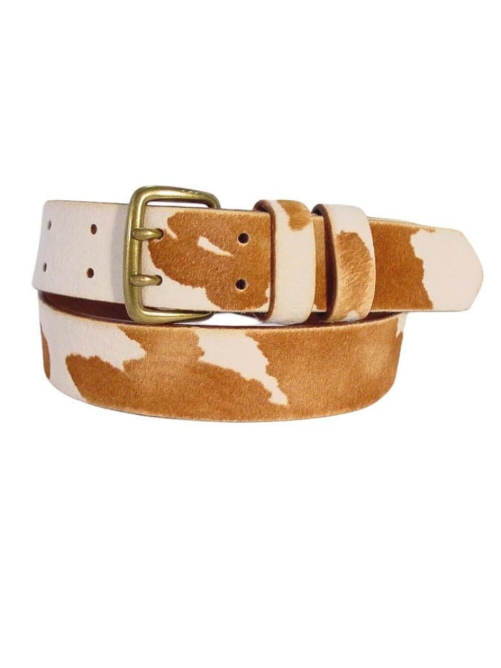 MADEWELL Genuine Calf Hair Cow Print Dual Prong Belt Women's S